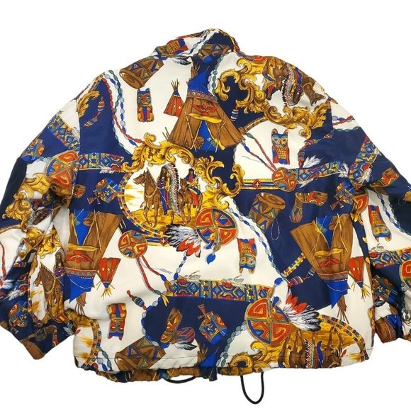 Vintage 80s 90s Womens Native American Southwest Bomber Jacket‎ Hooded Sz M/L - Picture 2 of 12